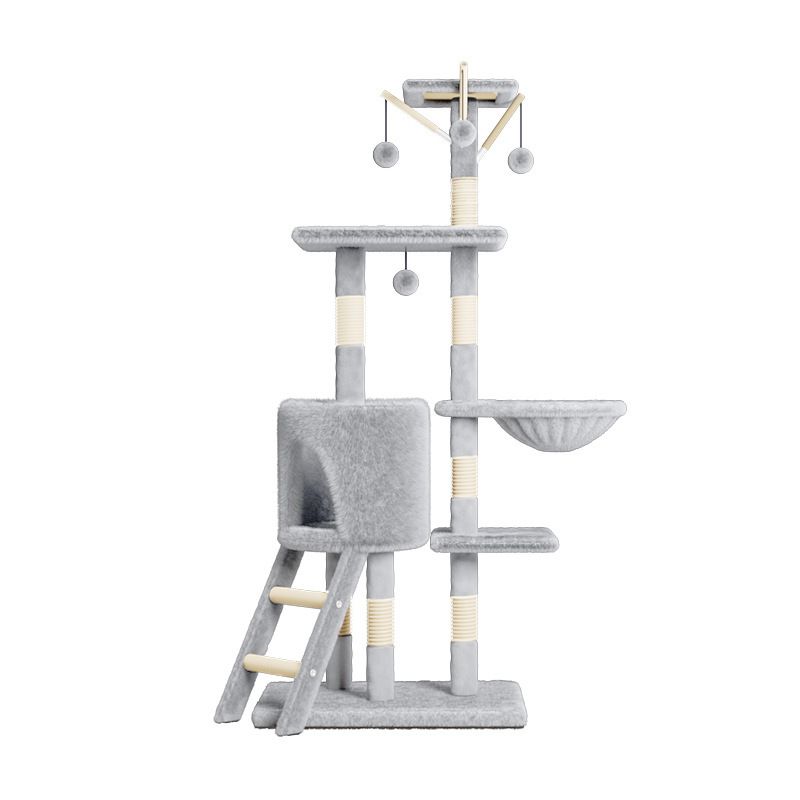 133 CM Multi-level Cat Tree with Scratching Posts and Condo