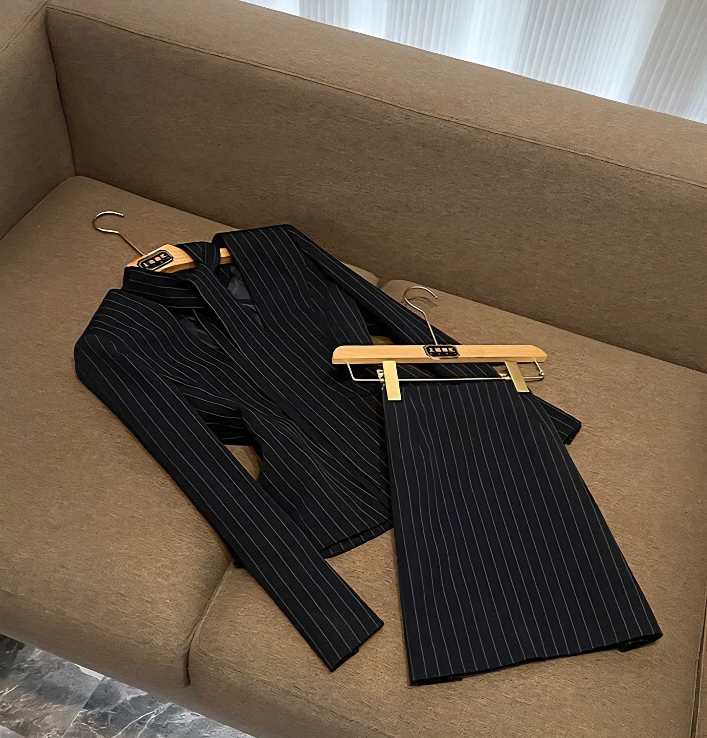 Pintstripe Skirt Suit